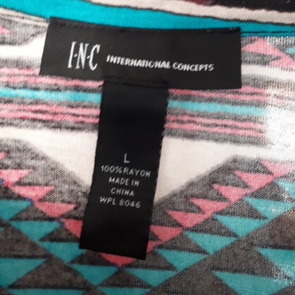 Top by INC International Concepts - Sz. L - Aqua/Fushia/Black/Cream - Picture 4 of 4